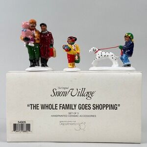 Department 56 Snow Village The Whole Family Goes Shopping Set New NOS